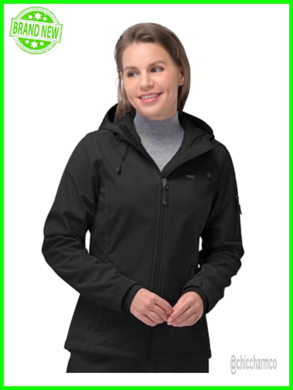Women's Softshell Jacket Waterproof Hooded Fleece Lined Rain Coat